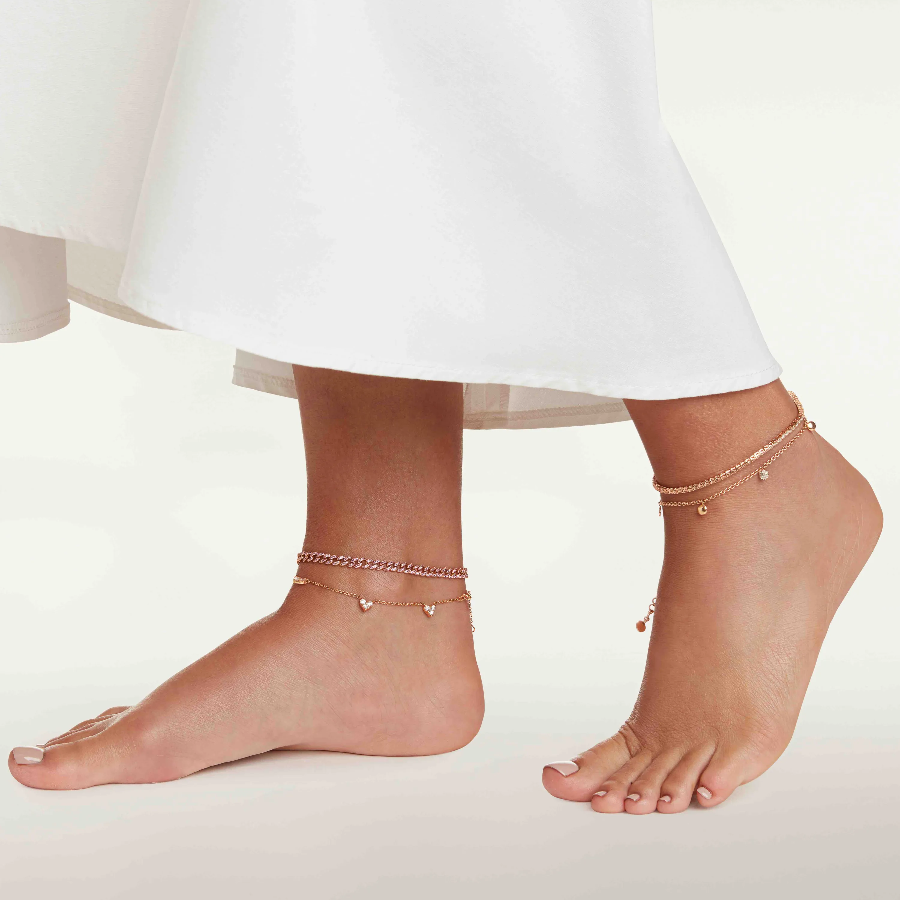 READY TO SHIP DIAMOND 5 HEART ANKLET
