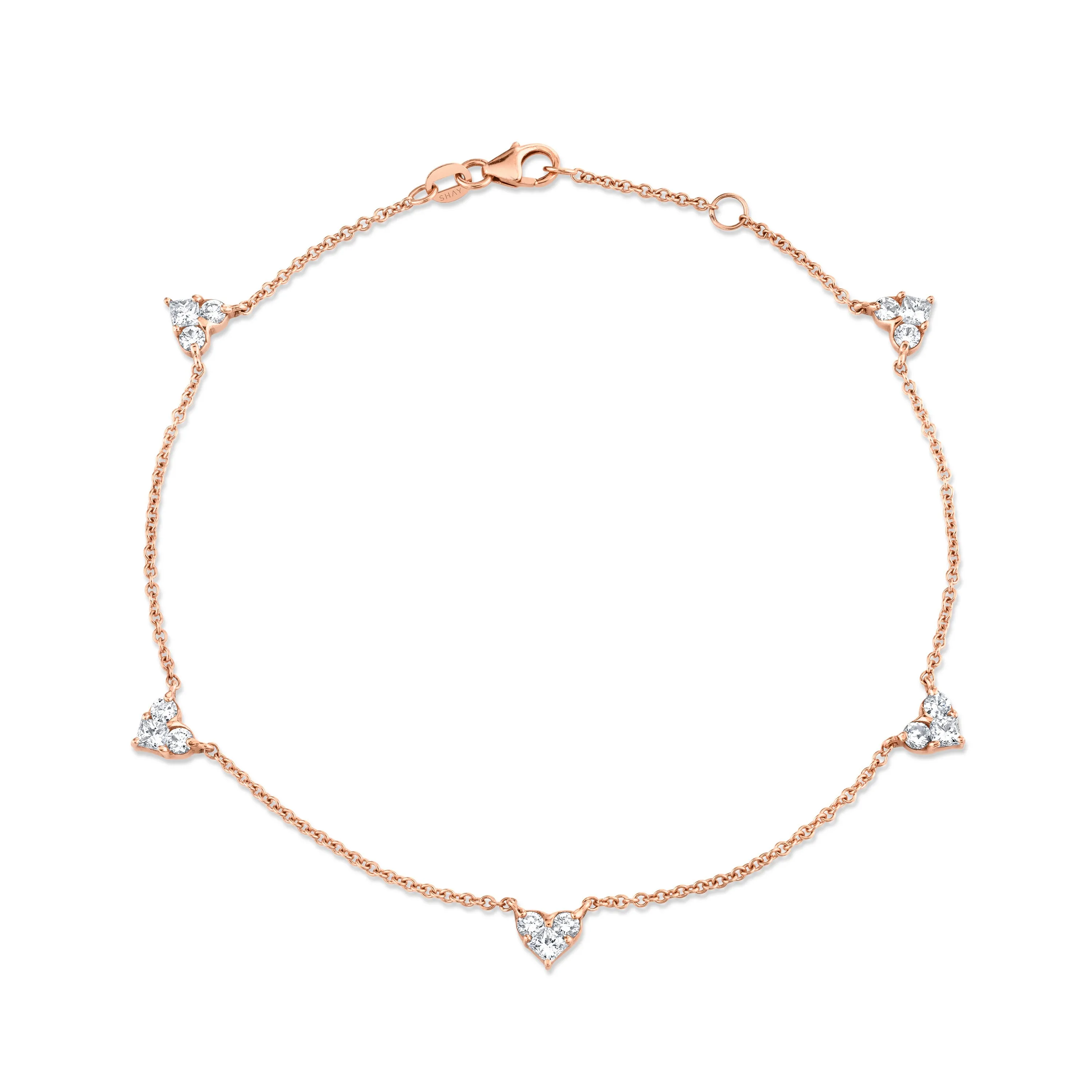 READY TO SHIP DIAMOND 5 HEART ANKLET