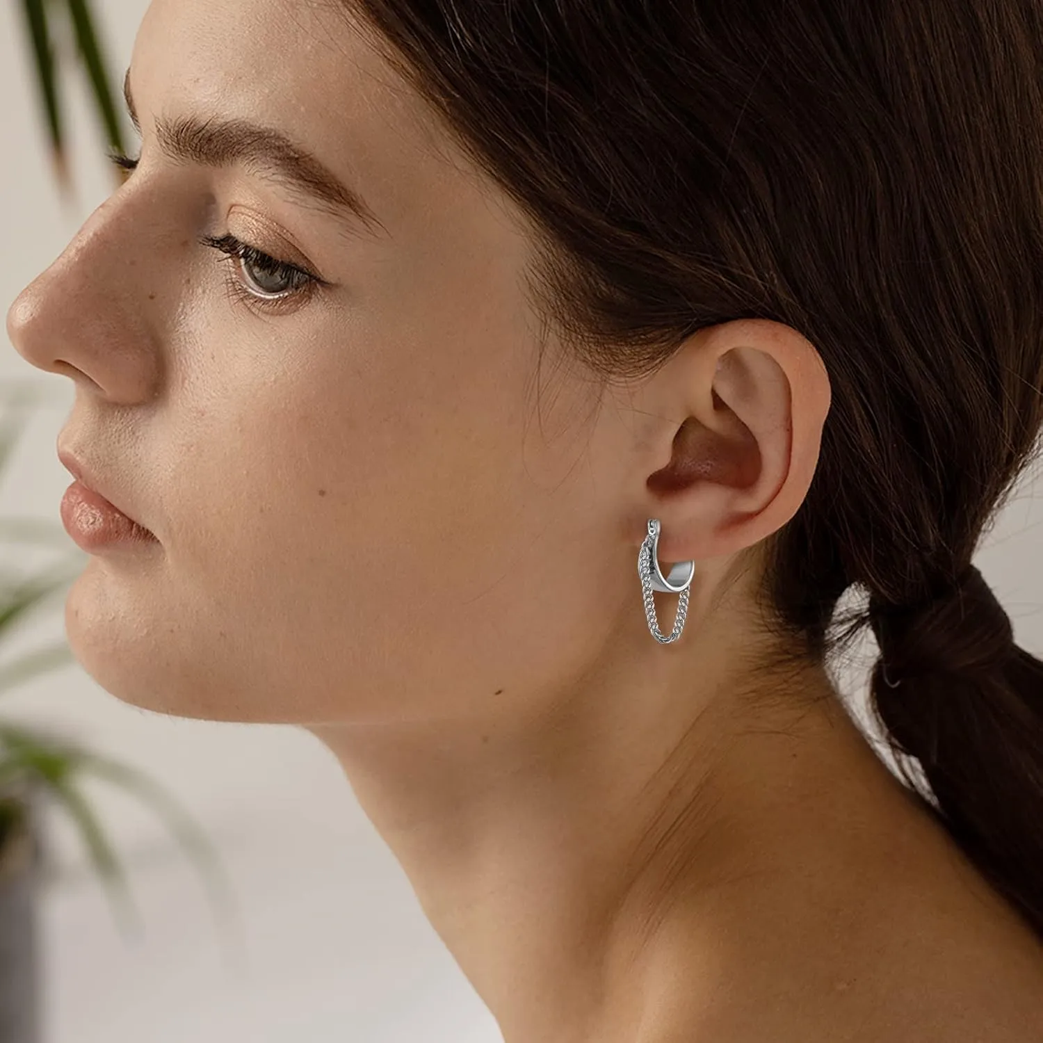 Ritach Gold Chain Earrings for Women Trendy Dainty 925 Sterling Silver Post 14k Gold Plated Chain Tassel Dangle Hoop Earrings for Gifts