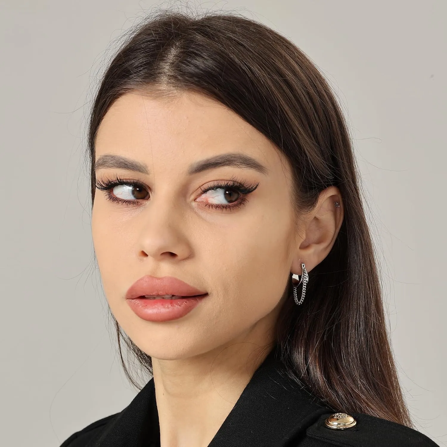 Ritach Gold Chain Earrings for Women Trendy Dainty 925 Sterling Silver Post 14k Gold Plated Chain Tassel Dangle Hoop Earrings for Gifts
