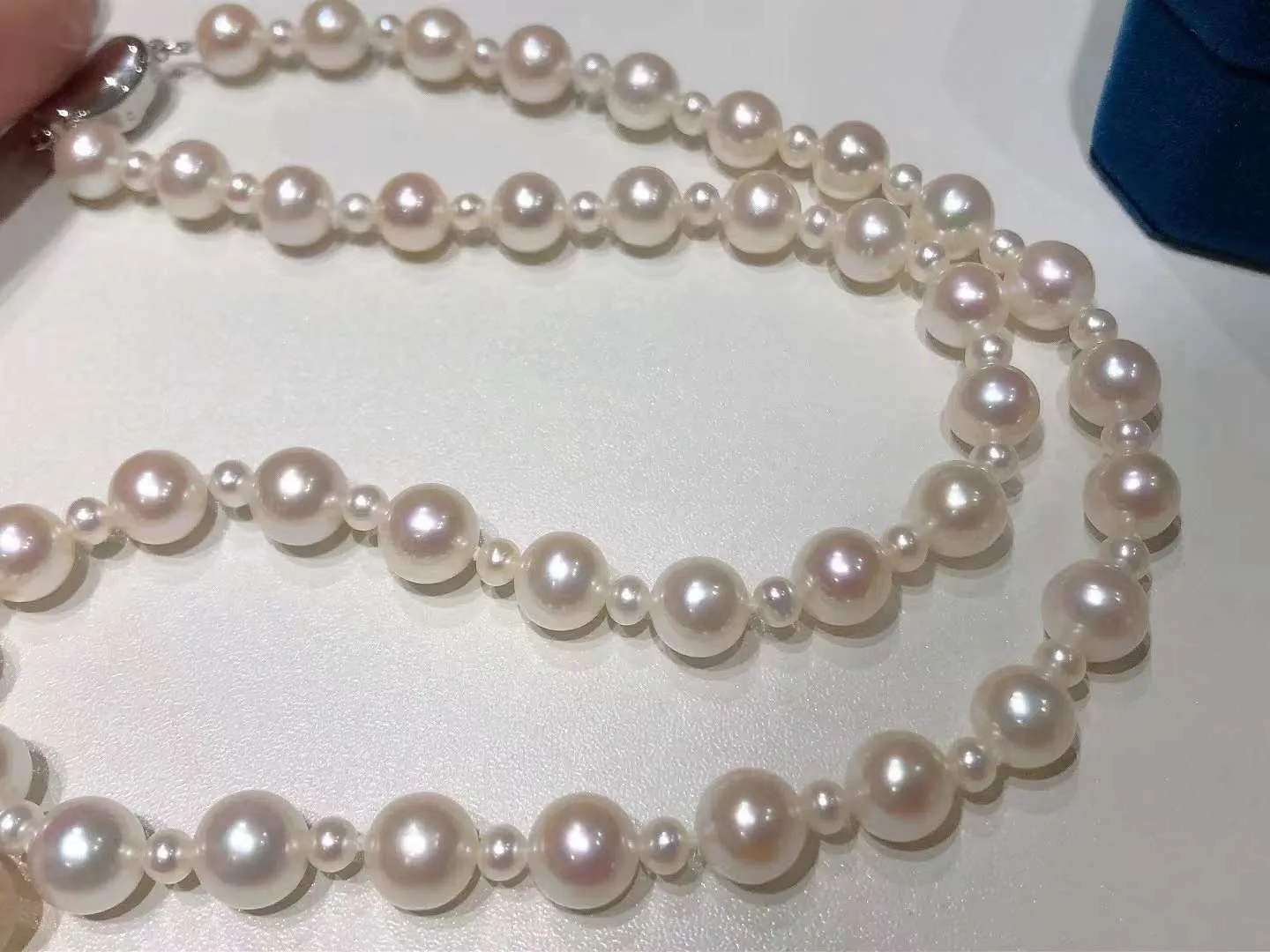 S925 Silver 4mm 9mm Freshwater Pearls Necklaces - TS019