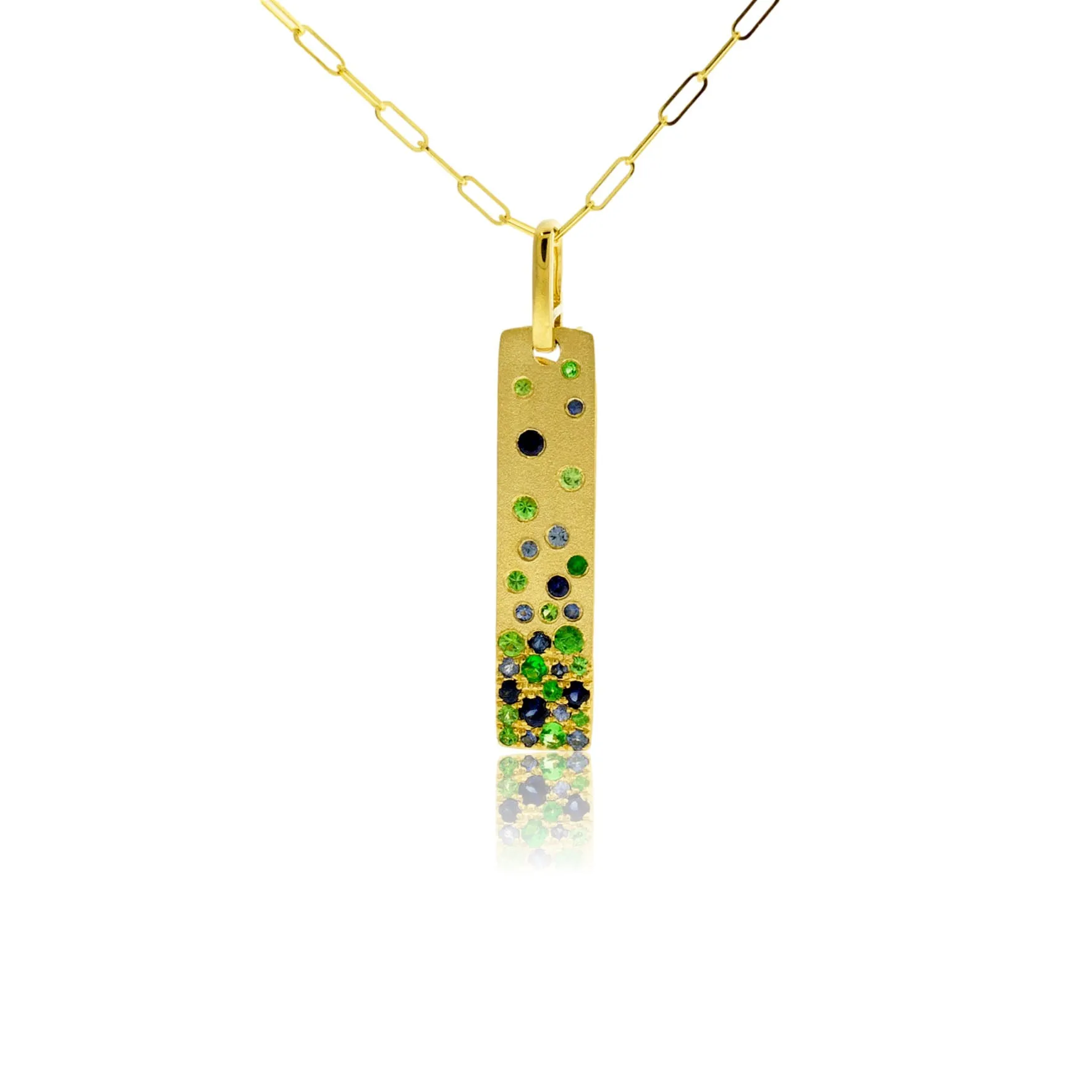 Sapphire & Tsavorite Vertical Bar Style Pendant