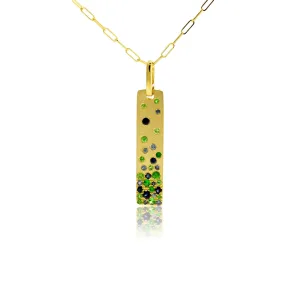 Sapphire & Tsavorite Vertical Bar Style Pendant