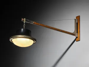 Sergio Mazza for Artemide Bespoke Wall Light in Nickel Glass Walnut 1960s