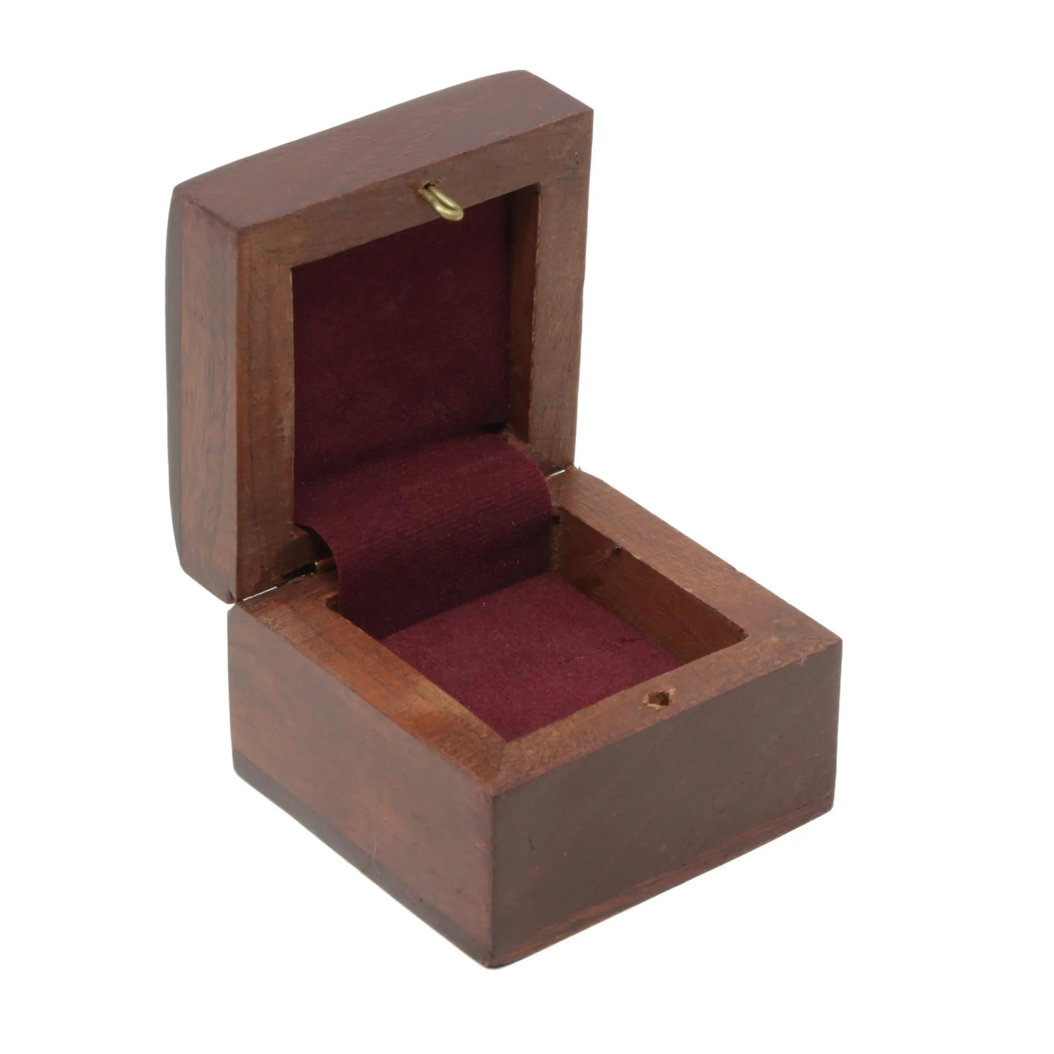 Shalinindia Wooden Box For Jewelry Butterfly Handmade Indian -Perfect For Rings-2X2X1.5 Inch-Artisan Crafted Natural Wood And Brass