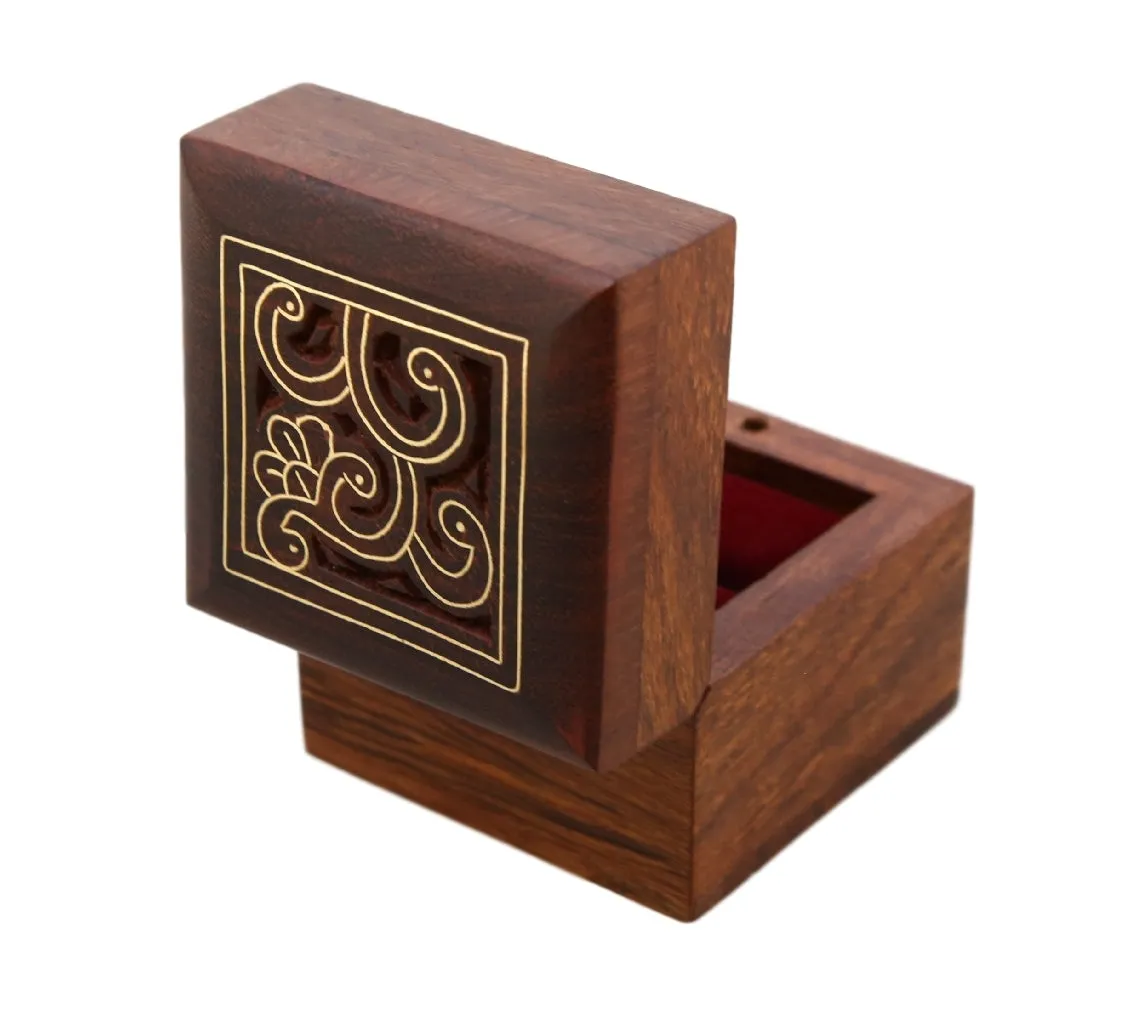 ShalinIndia Wooden Box for Jewelry Handmade Indian - Perfect for Rings,2X2X2 Inch,wc_ring_box_3