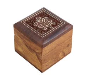 ShalinIndia Wooden Box for Jewelry Handmade Indian - Perfect for Rings,2X2X2 Inch,wc_ring_box_4