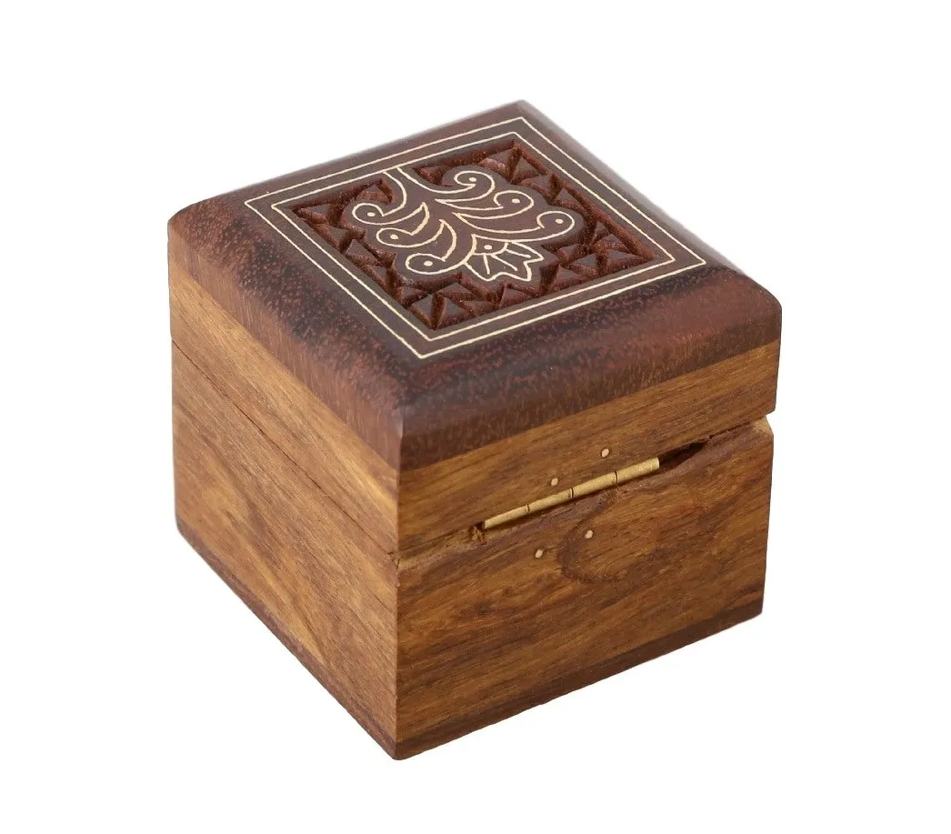 ShalinIndia Wooden Box for Jewelry Handmade Indian - Perfect for Rings,2X2X2 Inch,wc_ring_box_4