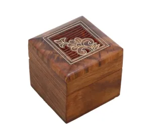 ShalinIndia Wooden Box for Jewelry Handmade Indian - Perfect for Rings,2X2X2 Inch,wc_ring_box_8