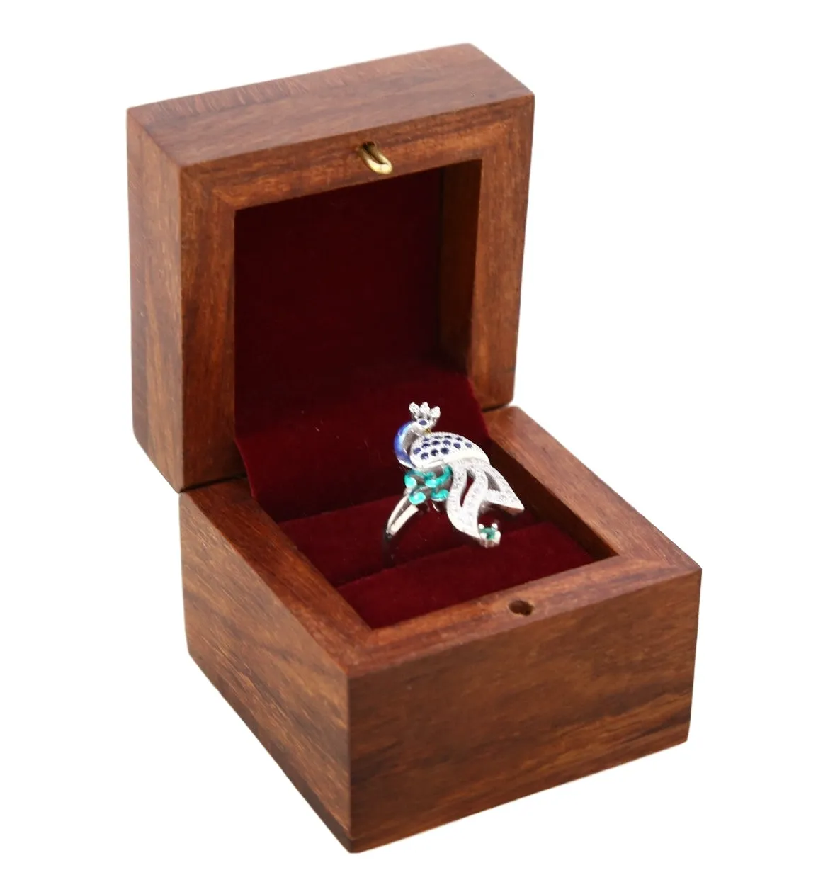 ShalinIndia Wooden Box for Jewelry Handmade Indian - Perfect for Rings,2X2X2 Inch,wc_ring_box_8