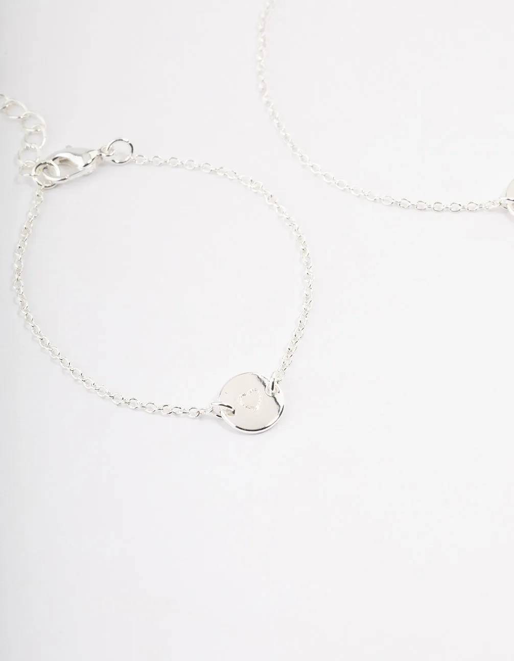 Silver Plated Heart Disc Bracelet Pack