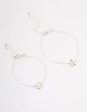 Silver Plated Heart Disc Bracelet Pack