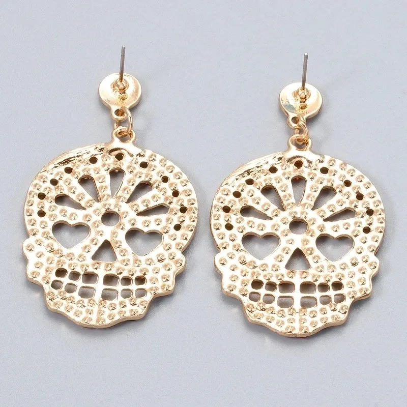 Simple Carved Skull Earrings