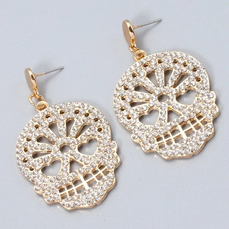 Simple Carved Skull Earrings