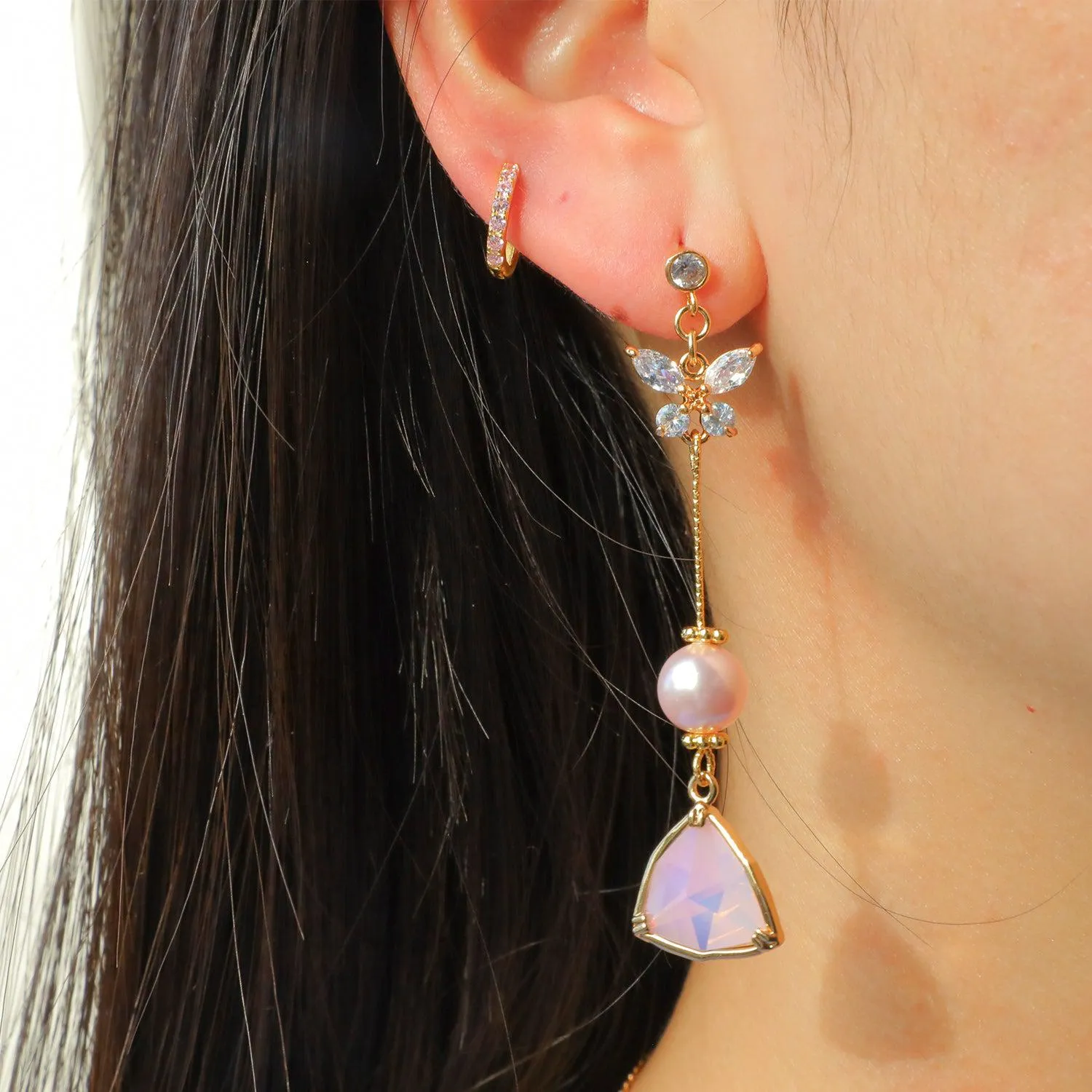 Simple Gem Hoops Earrings