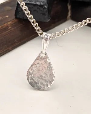 Simple silver hammered teardrop necklace, dainty pendant, birthday gift