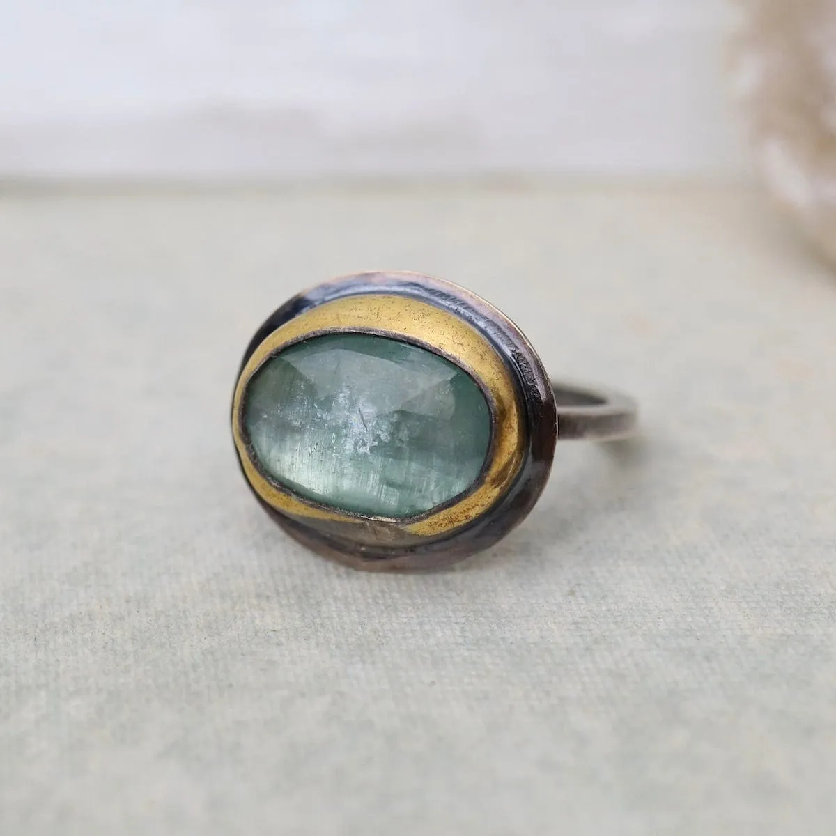 Sky Blue Kyanite Medium Crescent Rim Ring