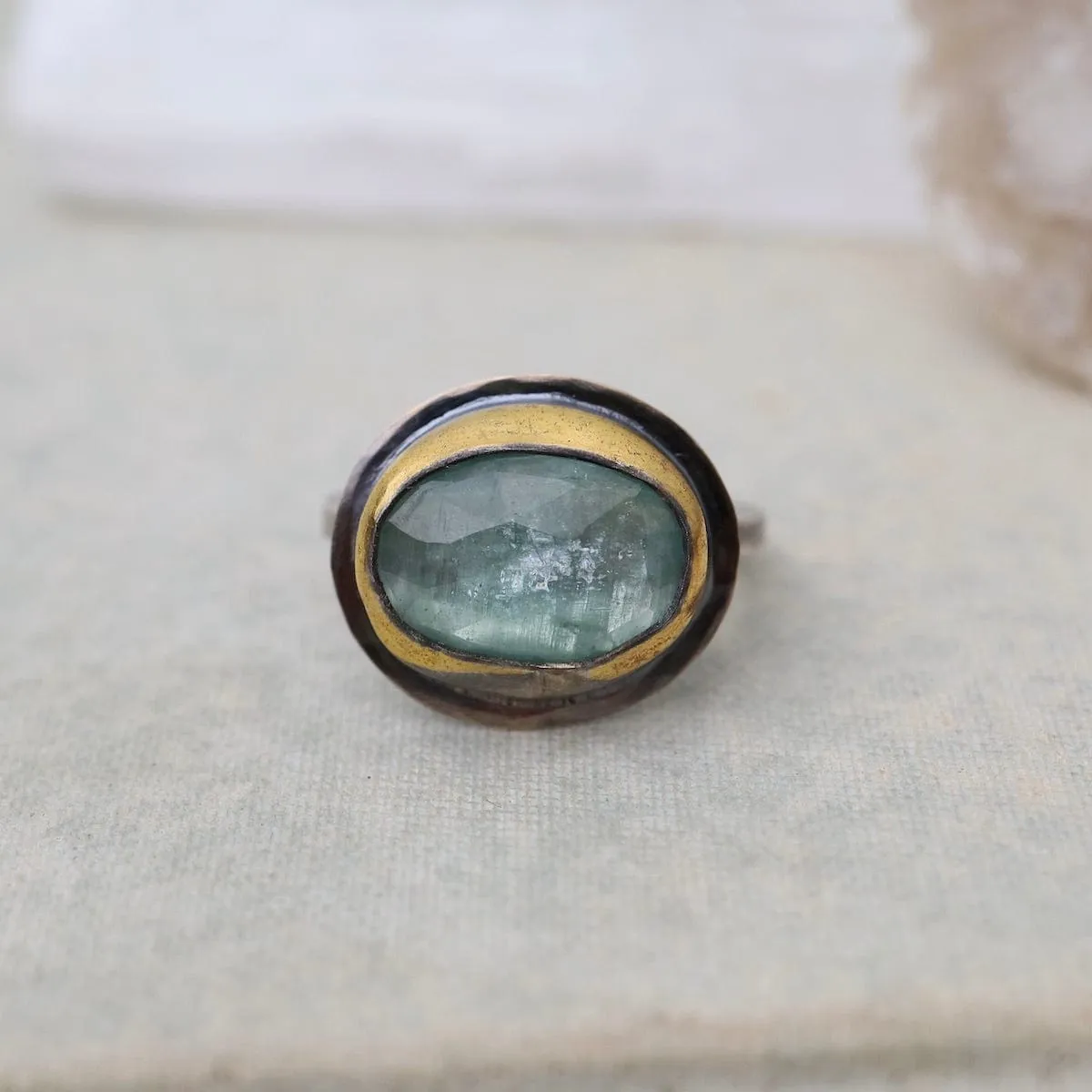 Sky Blue Kyanite Medium Crescent Rim Ring