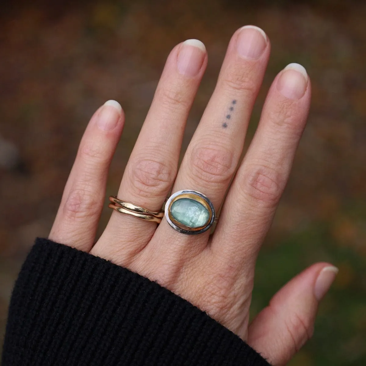 Sky Blue Kyanite Medium Crescent Rim Ring