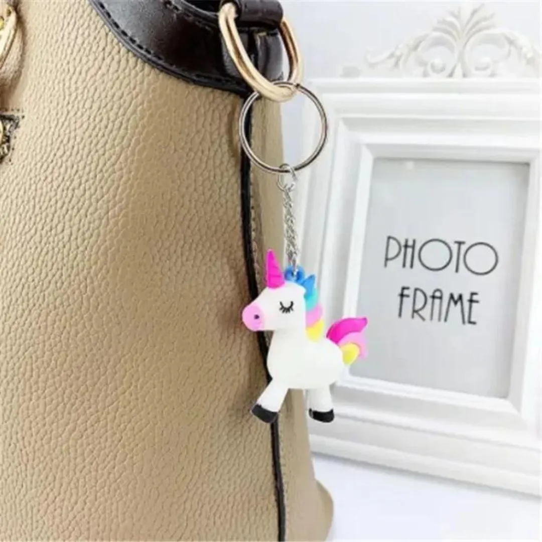 Small 3D Rubber Silicon Cartoon Keyrings - Unicorn ( Pack of 2 )