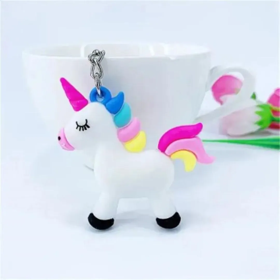 Small 3D Rubber Silicon Cartoon Keyrings - Unicorn ( Pack of 2 )