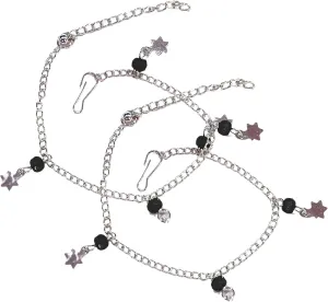 Small Black Bead Anklets for Women Beach Foot Ankle Bracelet Cute Colorful Boho Beaded Anklets 8 inches