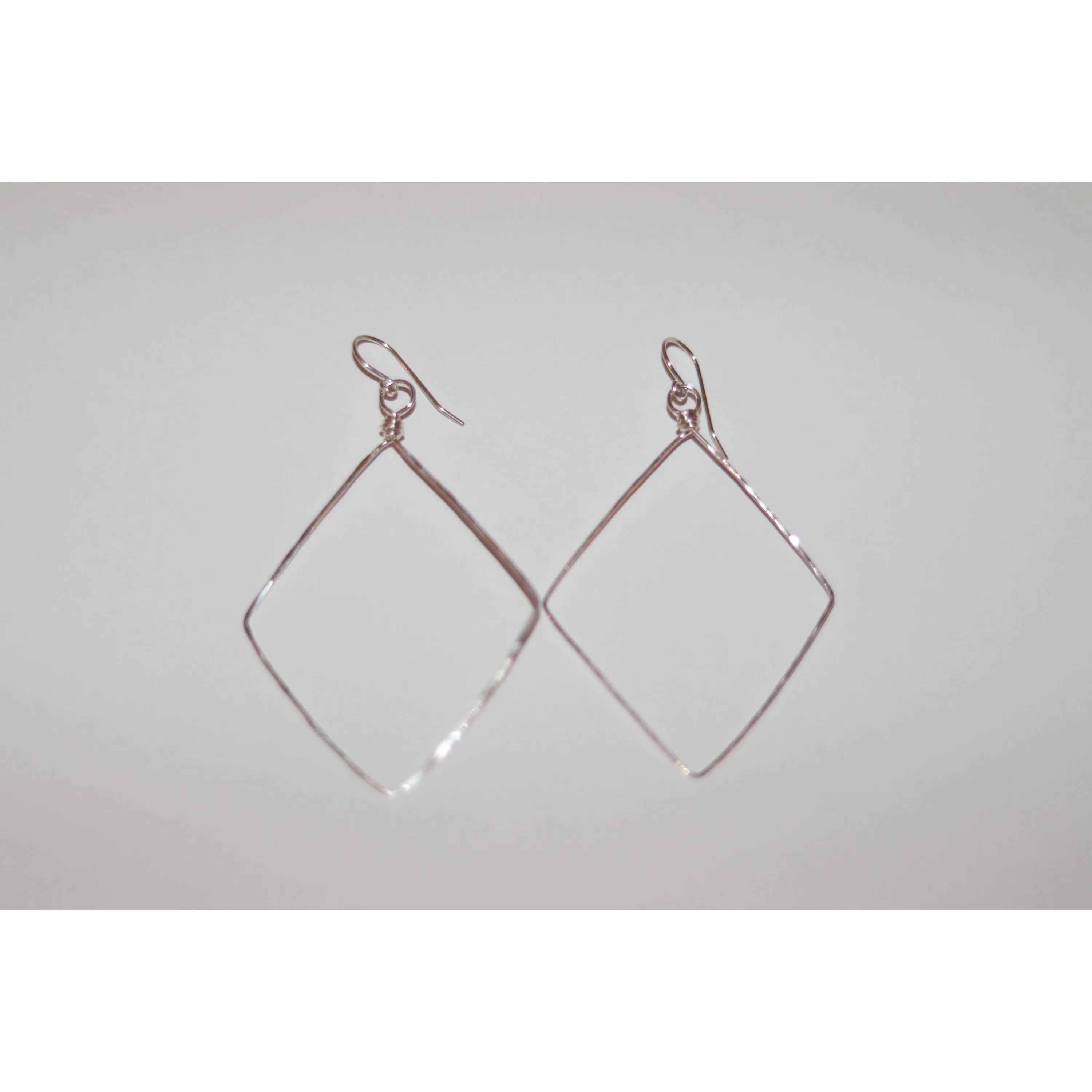 Small Hammered Diamond Shaped Earrings in sterling silver