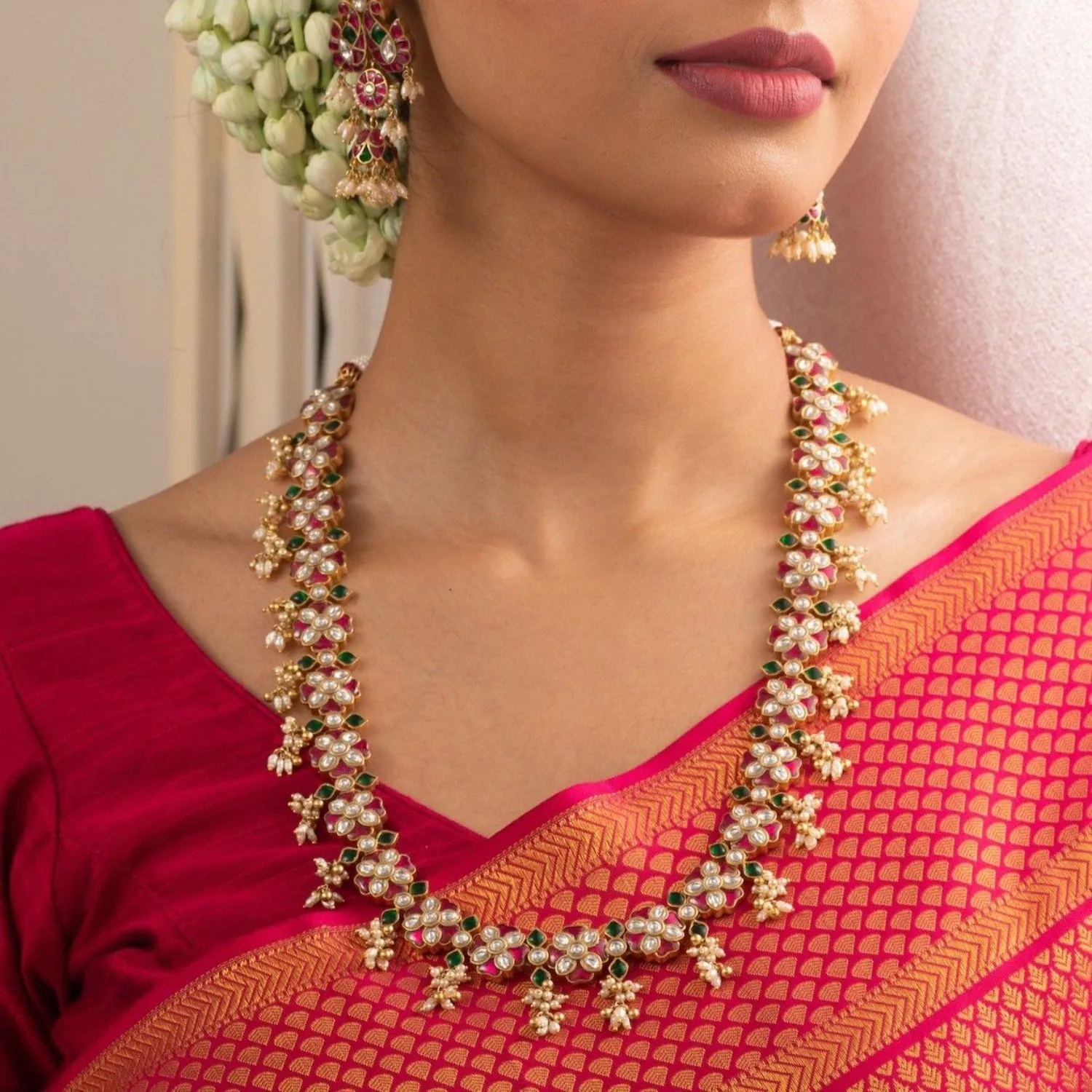 Srajas Kempu Jadau Silver Necklace