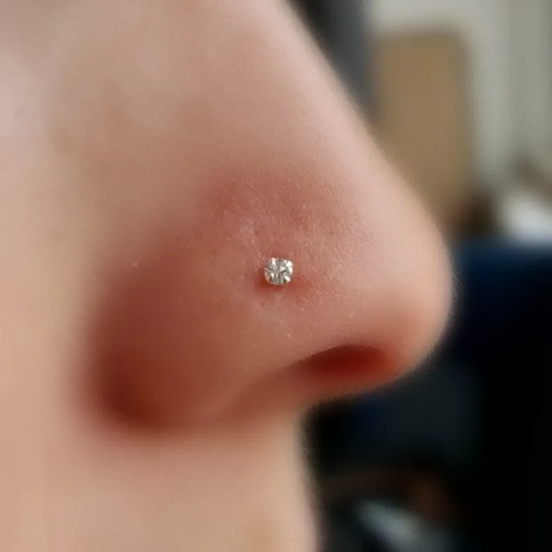Sterling Silver Bendable Nose Studs with 2mm C.Z