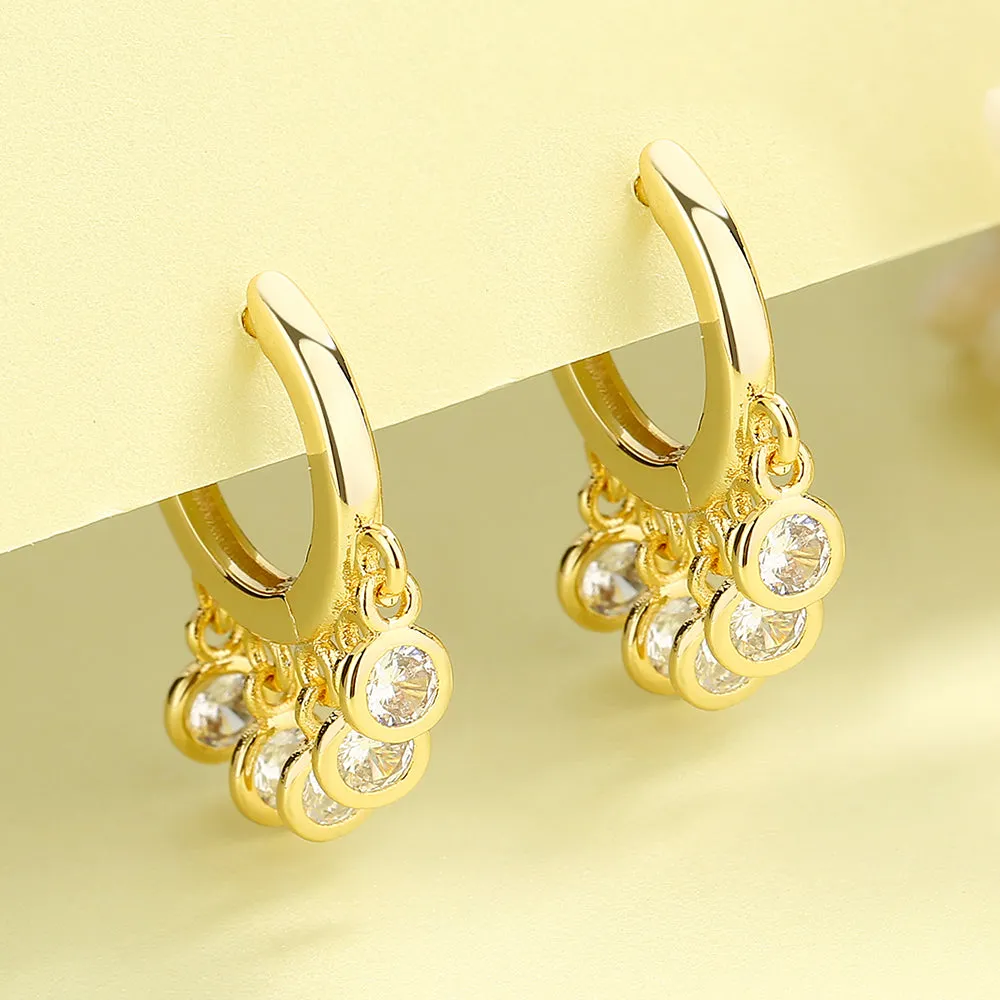 Sterling Silver Huggie Hoop Earrings With Swarovski Crystals