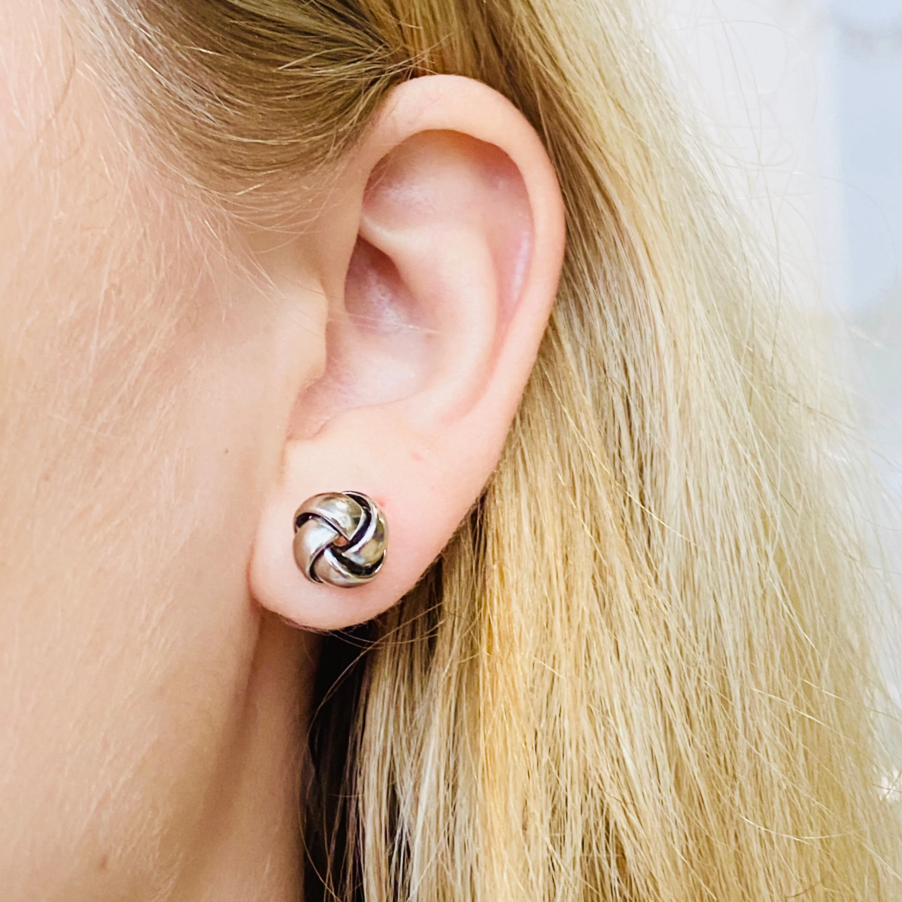 Sterling Silver Love Knot Stud Earrings
