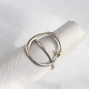 Sterling Silver Open Saddle Ring with 18K Gold Vermeil Dot