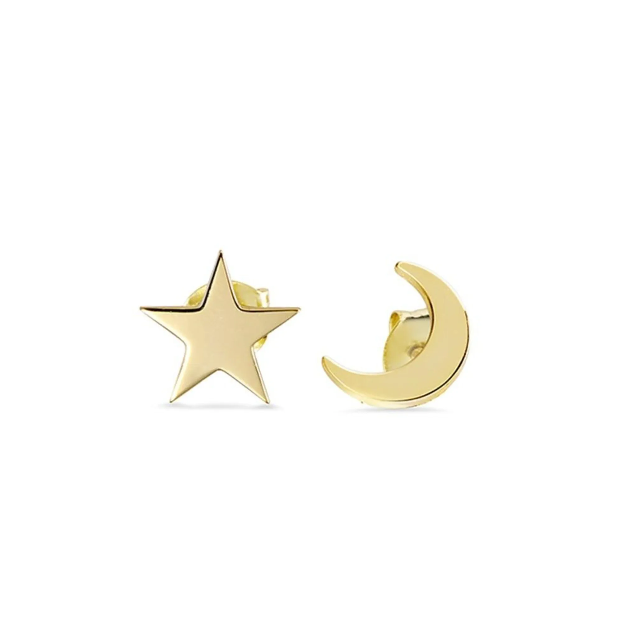 Sterling Silver Studs - Moon & Star