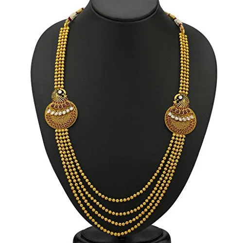 Sukkhi Beguiling 5 Strings Gold Plated Peacock Antique Necklace Set for Women