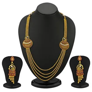 Sukkhi Beguiling 5 Strings Gold Plated Peacock Antique Necklace Set for Women