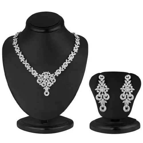 Sukkhi Classy Rhodium plated AD Stone Necklace Set for Women