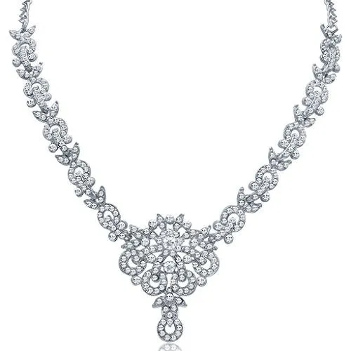 Sukkhi Classy Rhodium plated AD Stone Necklace Set for Women