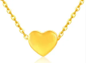 TAKA Jewellery 999 Pure Gold Heart Pendant with 9K Gold Chain