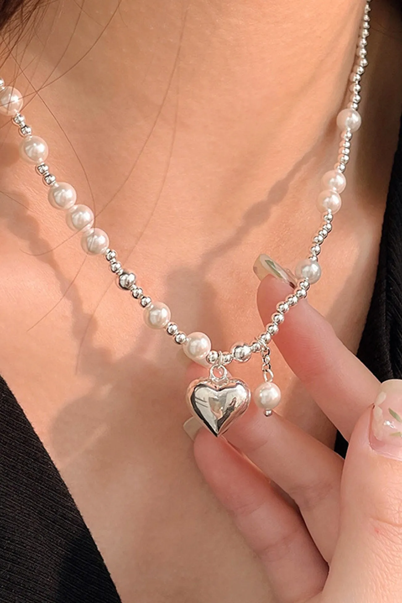 TastyHottie - Pearl Peach Heart Pendant Necklaces