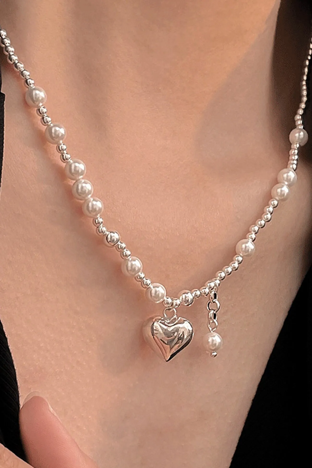 TastyHottie - Pearl Peach Heart Pendant Necklaces
