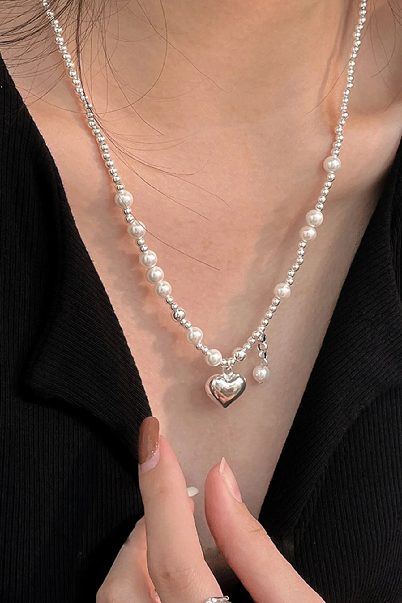 TastyHottie - Pearl Peach Heart Pendant Necklaces