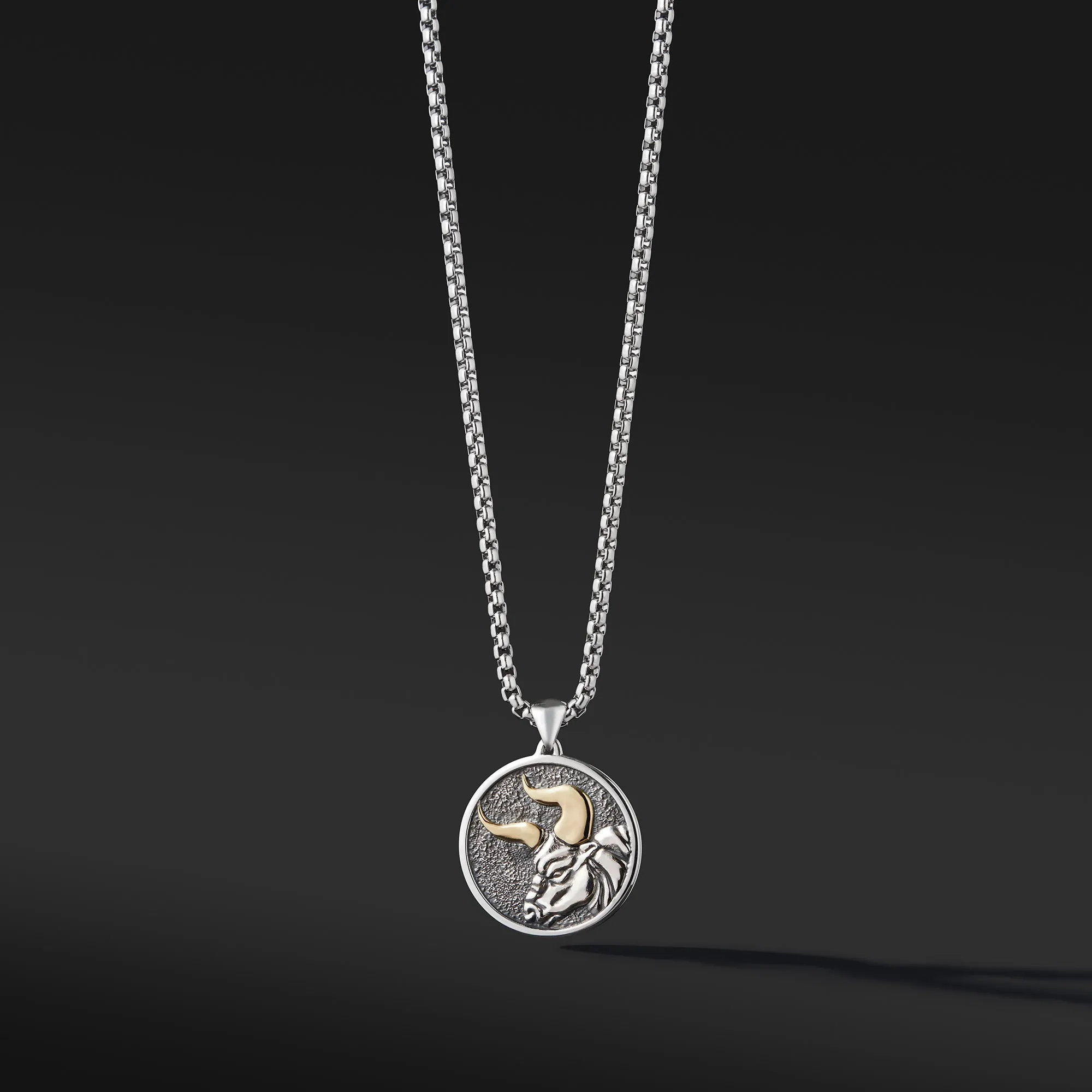 Taurus Pendant Zodiac Necklace - Sterling Silver with 18K Solid Gold