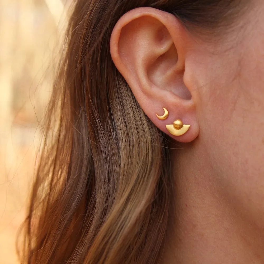 Tiny Lunar Studs - Gold Plate