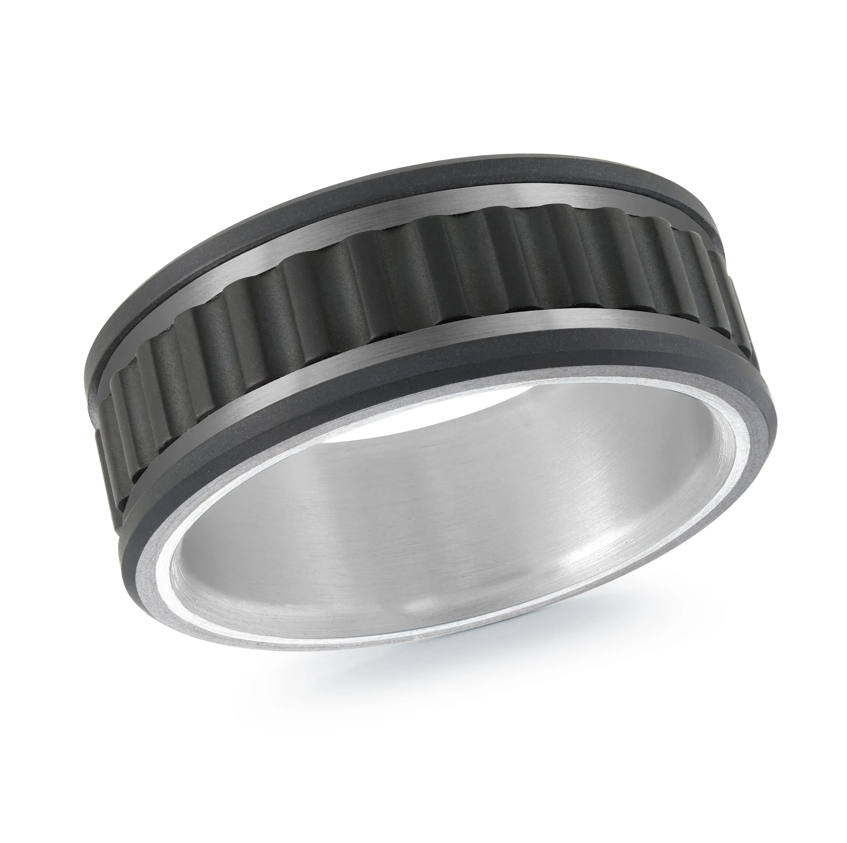 Titanium with 14K White Gold Ring from the Titanium Collection by Malo - MRDTI-017-9AW