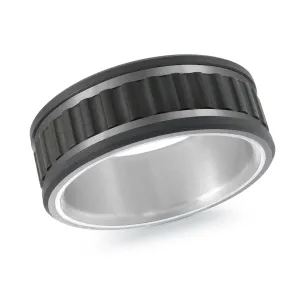 Titanium with 14K White Gold Ring from the Titanium Collection by Malo - MRDTI-017-9AW