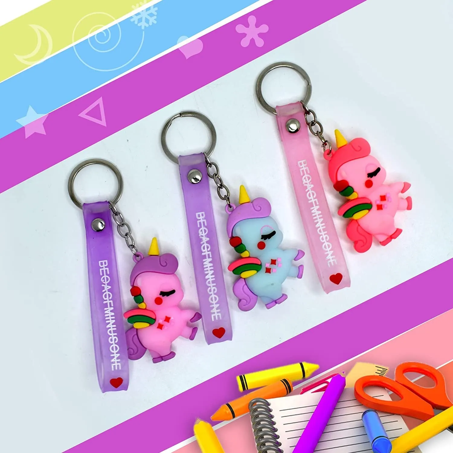 Unicorn Keychain Silicone, Attractive Unicorn Key-Ring Door Car Key Chains