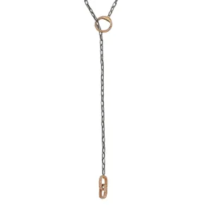Versa Oxidized Silver Rectangular Links Necklace