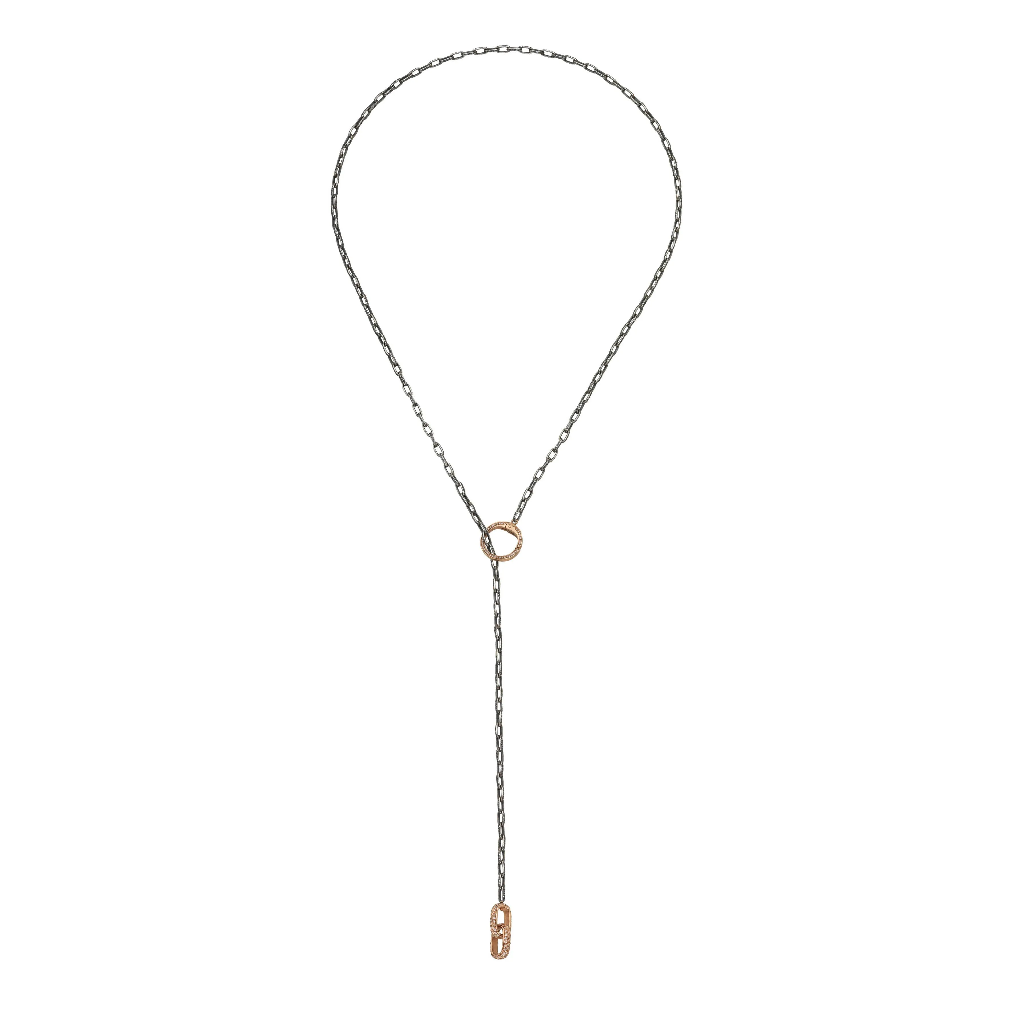 Versa Oxidized Silver Rectangular Links Necklace