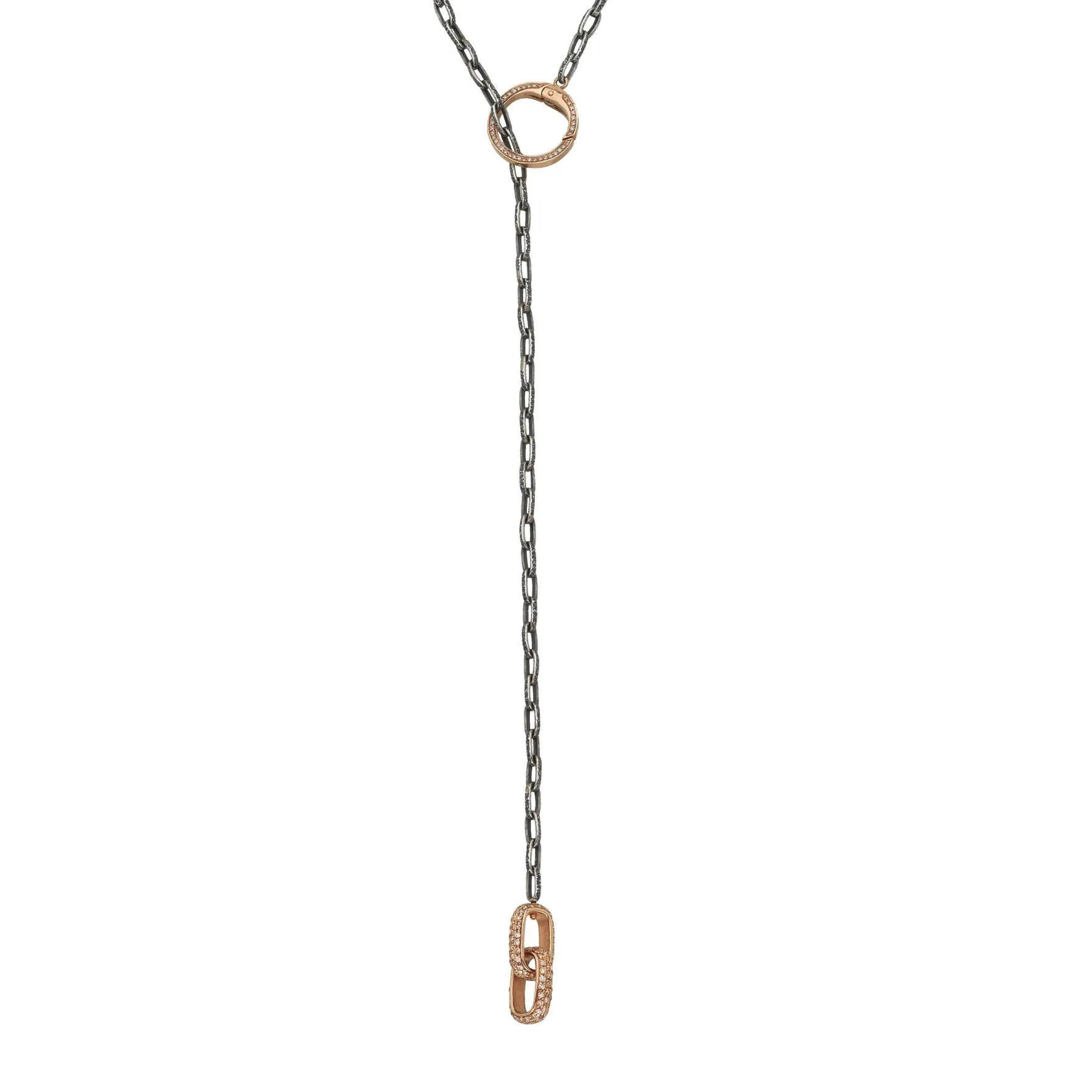 Versa Oxidized Silver Rectangular Links Necklace