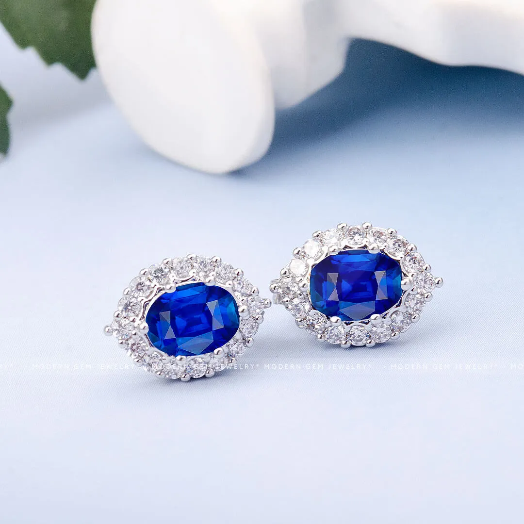 Vintage-Inspired Sapphire & Diamonds Earrings